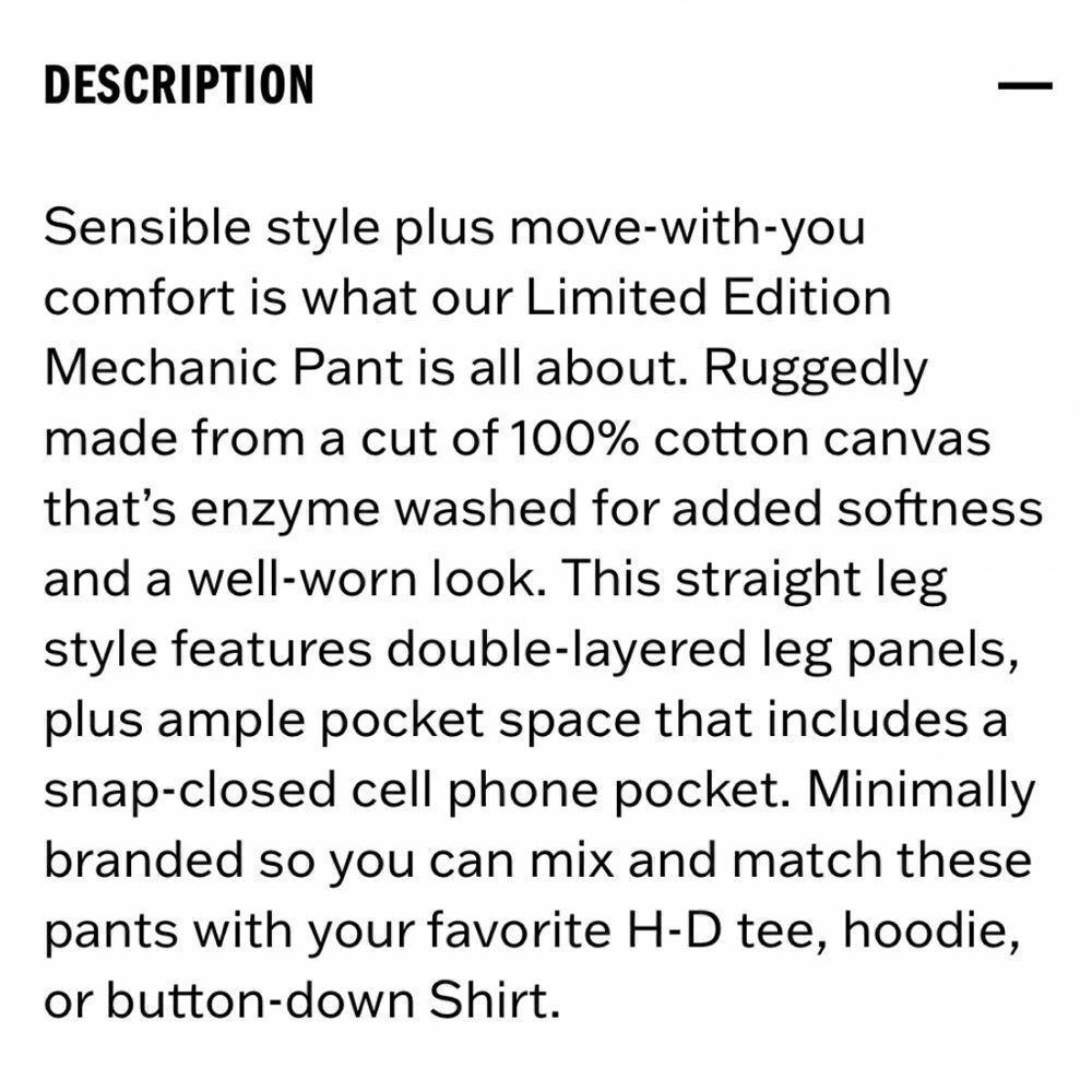 🔥HARLEY-DAVIDSON MENS Rugged, Mechanic woven pants. Limited edition, 32x34 - Picture 11 of 13